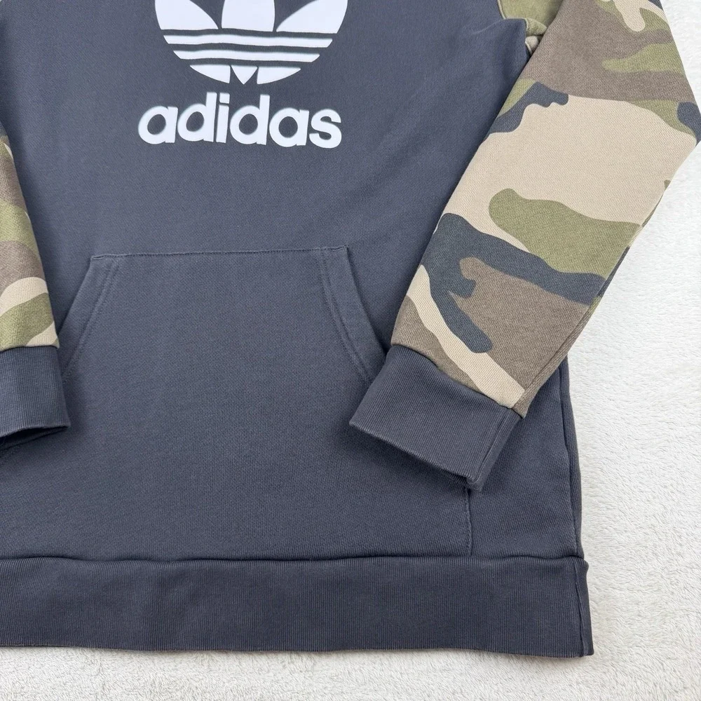 Adidas Originals Trefoil Hoodie Men's M Camo Sleeve Black‎ Pullover Sweatshirt